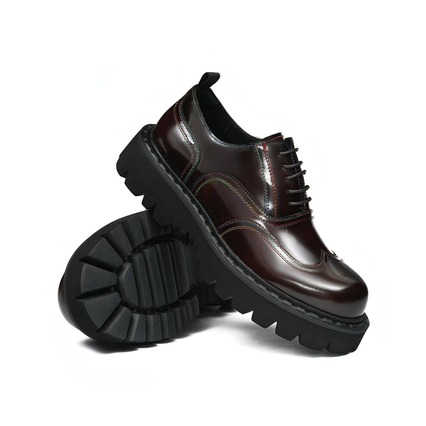 Men's Brogue Oxfords: Luminous Grain & Elevated Foundation