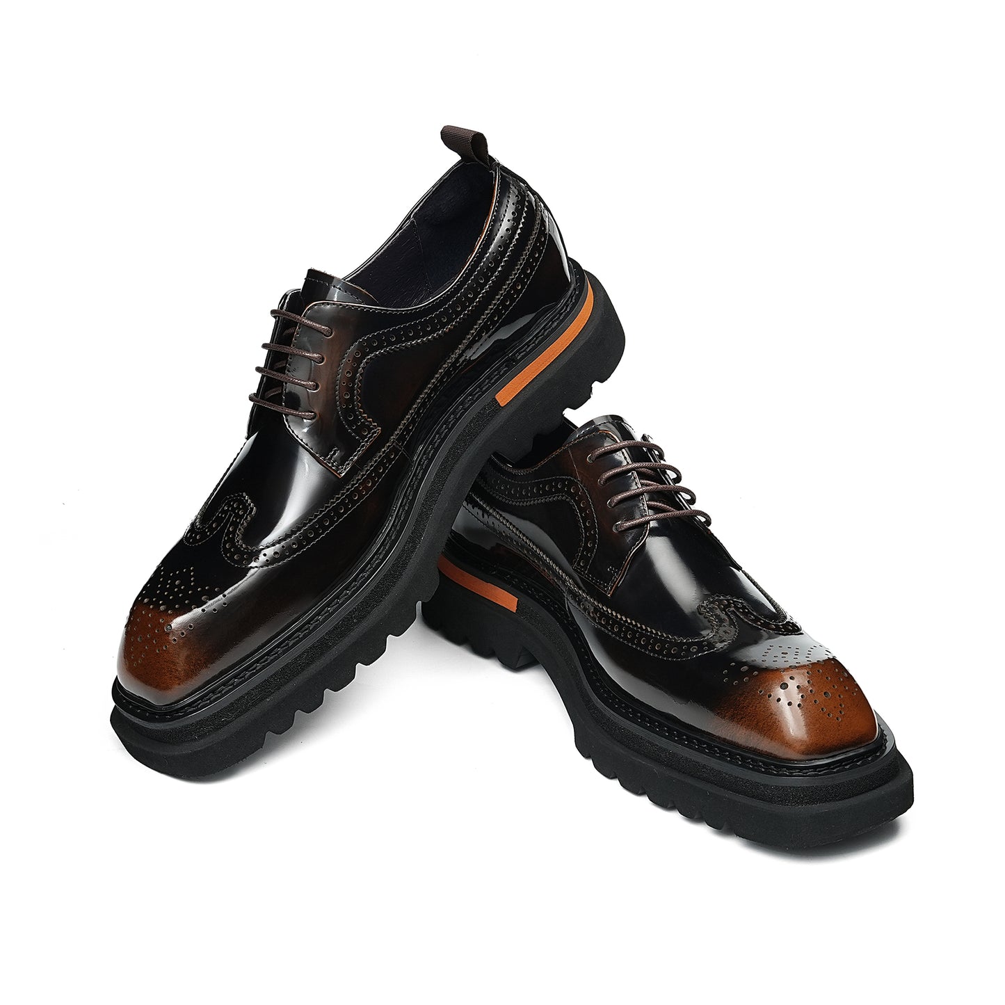 Timeless Brogue Derby: Structured Square-Toe & Accent Sole Detailing