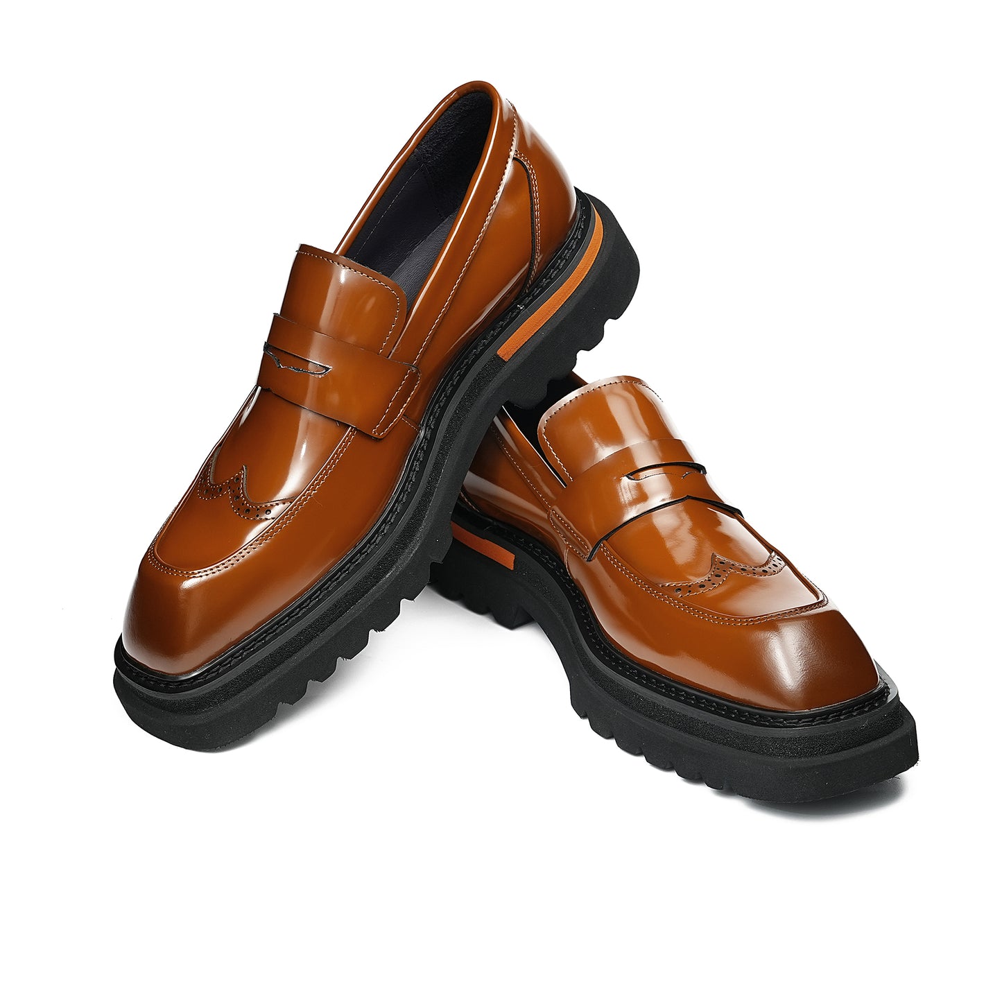 Square-Toe Men's Loafers: Brogue Detailing & Refined Hardware