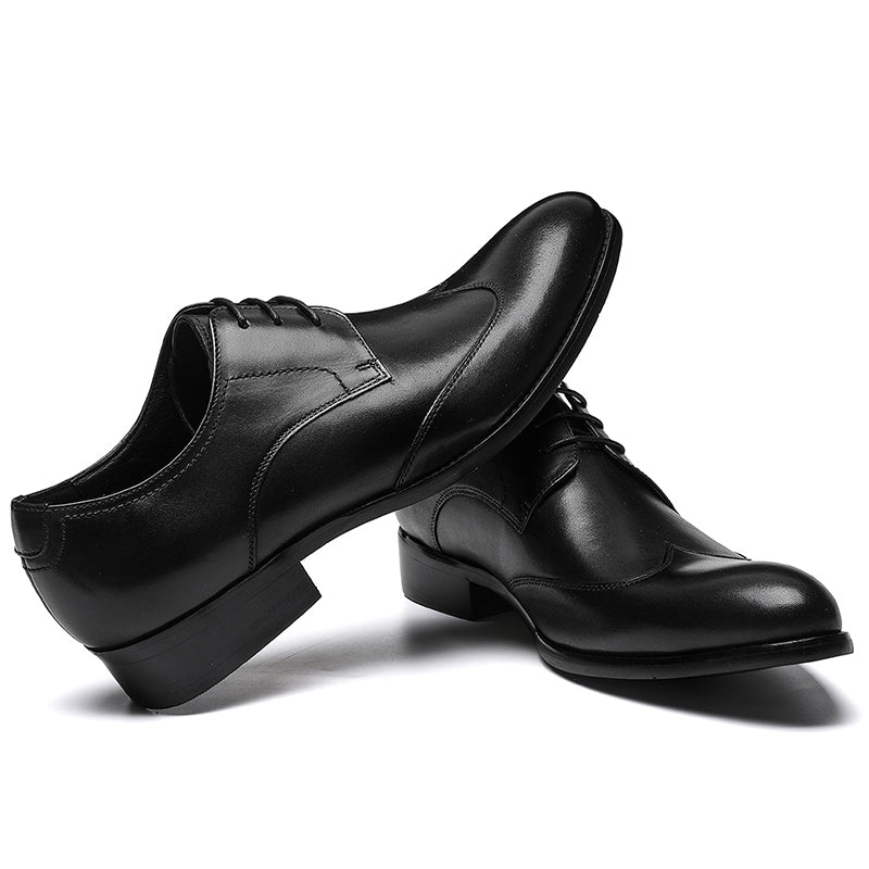 Men's Pointed-Toe Derby Shoes Premium Leather & Secure Lace-Up