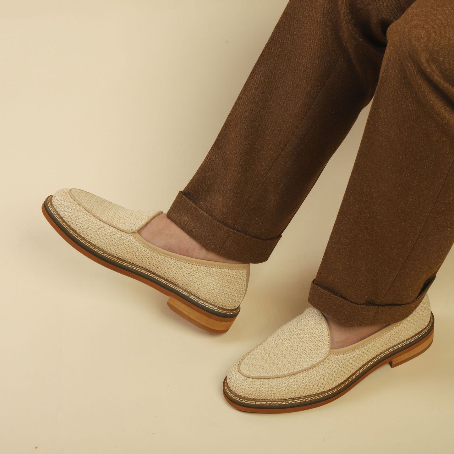 Men's Slip-On Loafers: Artisan Stitching & Layered Sole Architecture