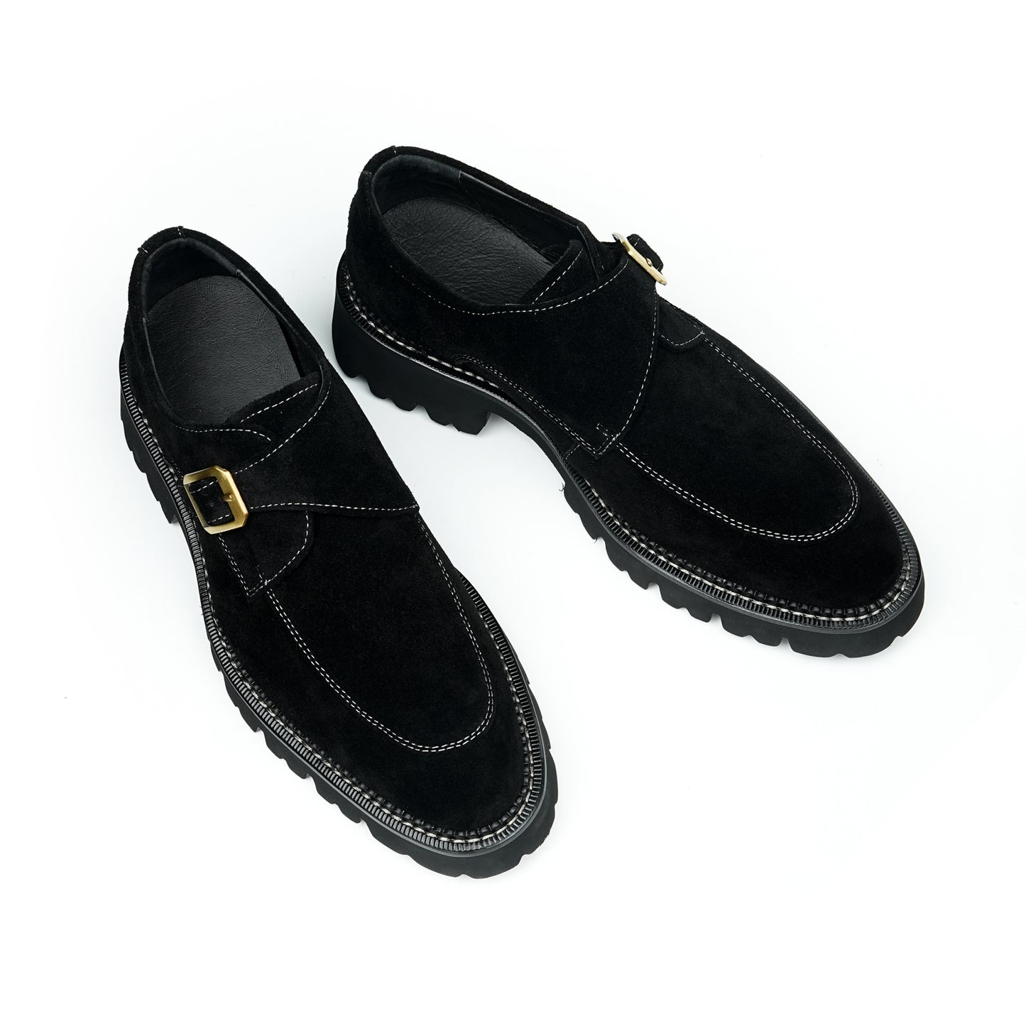 Men's Suede Monk Strap Shoes: Textured Comfort & Terrain-Adaptive Foundation