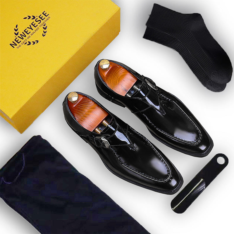 Men's Monk Strap Dress Shoes Metal Buckle Detail