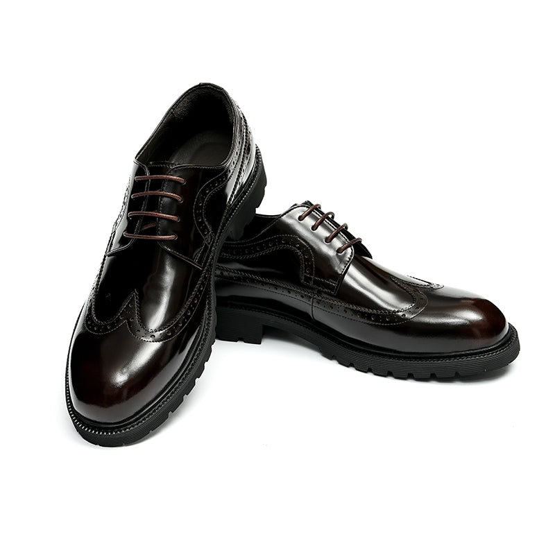 Men's Brogue Derby Shoes - Refined Wingtip & Breathable Comfort