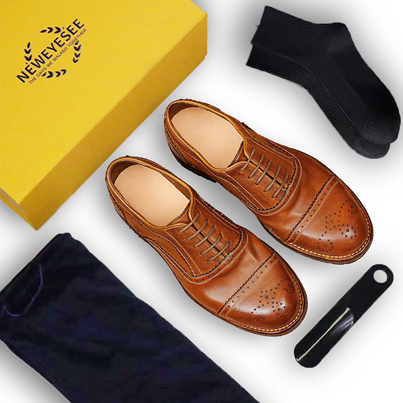 Brogue Oxford Excellence: Goodyear Welted Craft & Artful Carving Mastery
