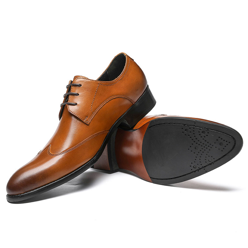 Men's Pointed-Toe Derby Shoes Premium Leather & Secure Lace-Up