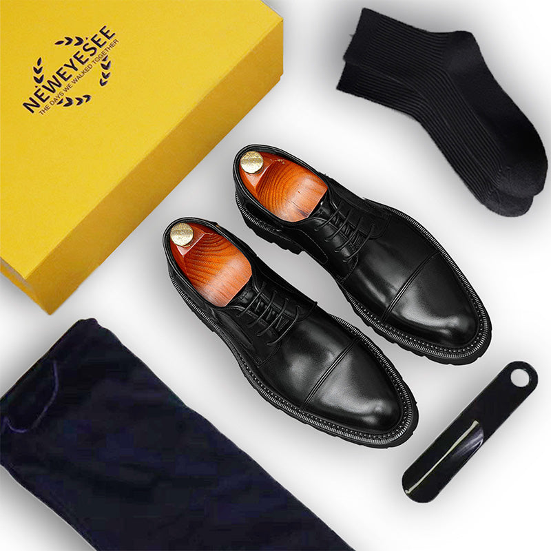 Men's Derby Leather Shoes - Structured Durability & Rugged Traction