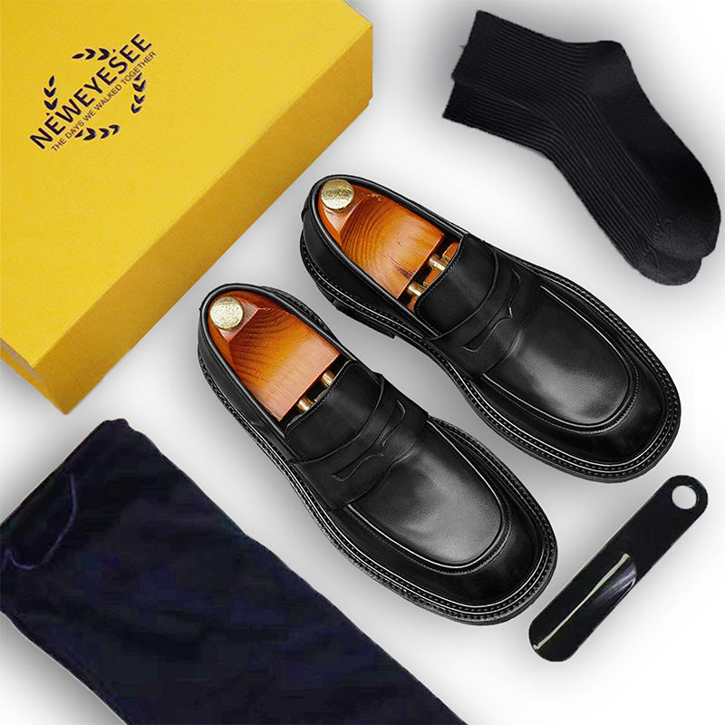 Men's Loafers - Gradient Leather & Reinforced Strap Design