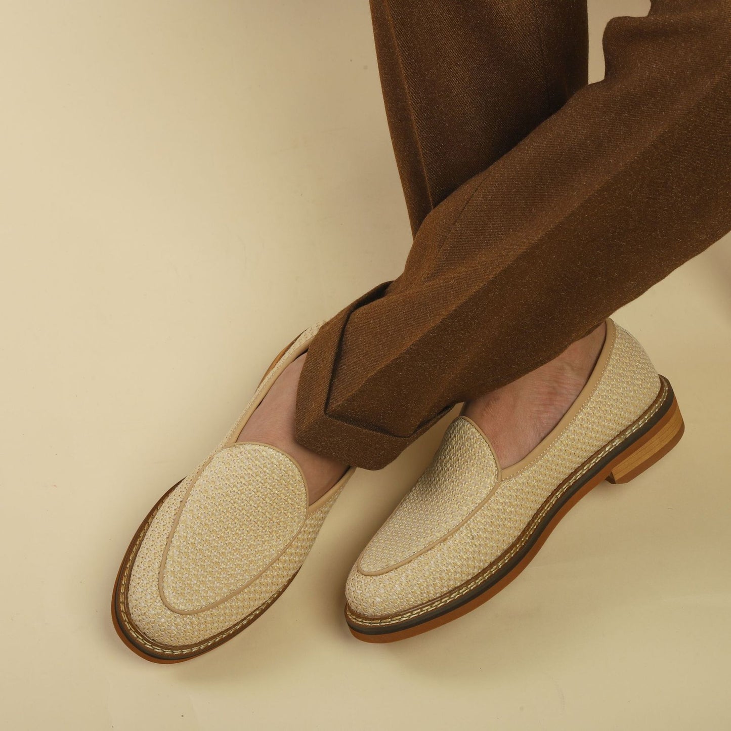 Men's Slip-On Loafers: Artisan Stitching & Layered Sole Architecture