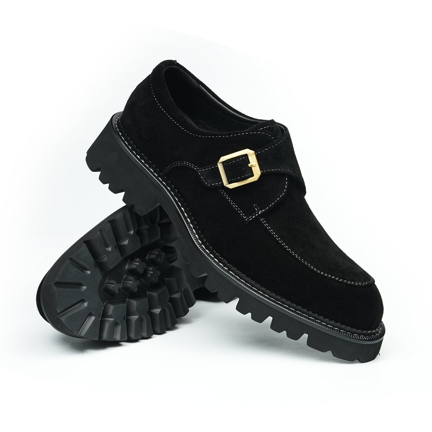 Men's Suede Monk Strap Shoes: Textured Comfort & Terrain-Adaptive Foundation