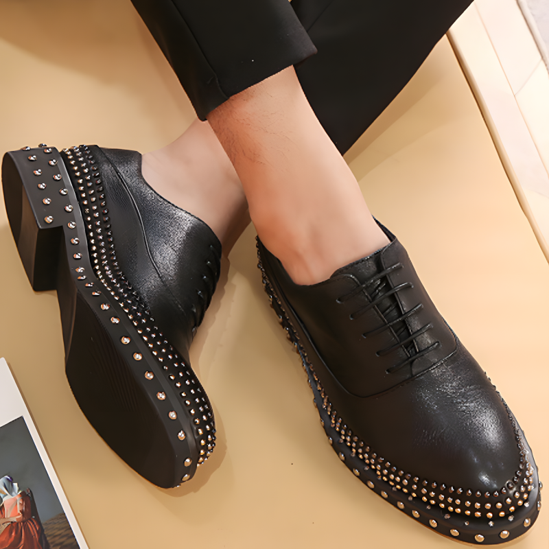 Men's Oxford Shoes Patent Leather Studded Rock-Style