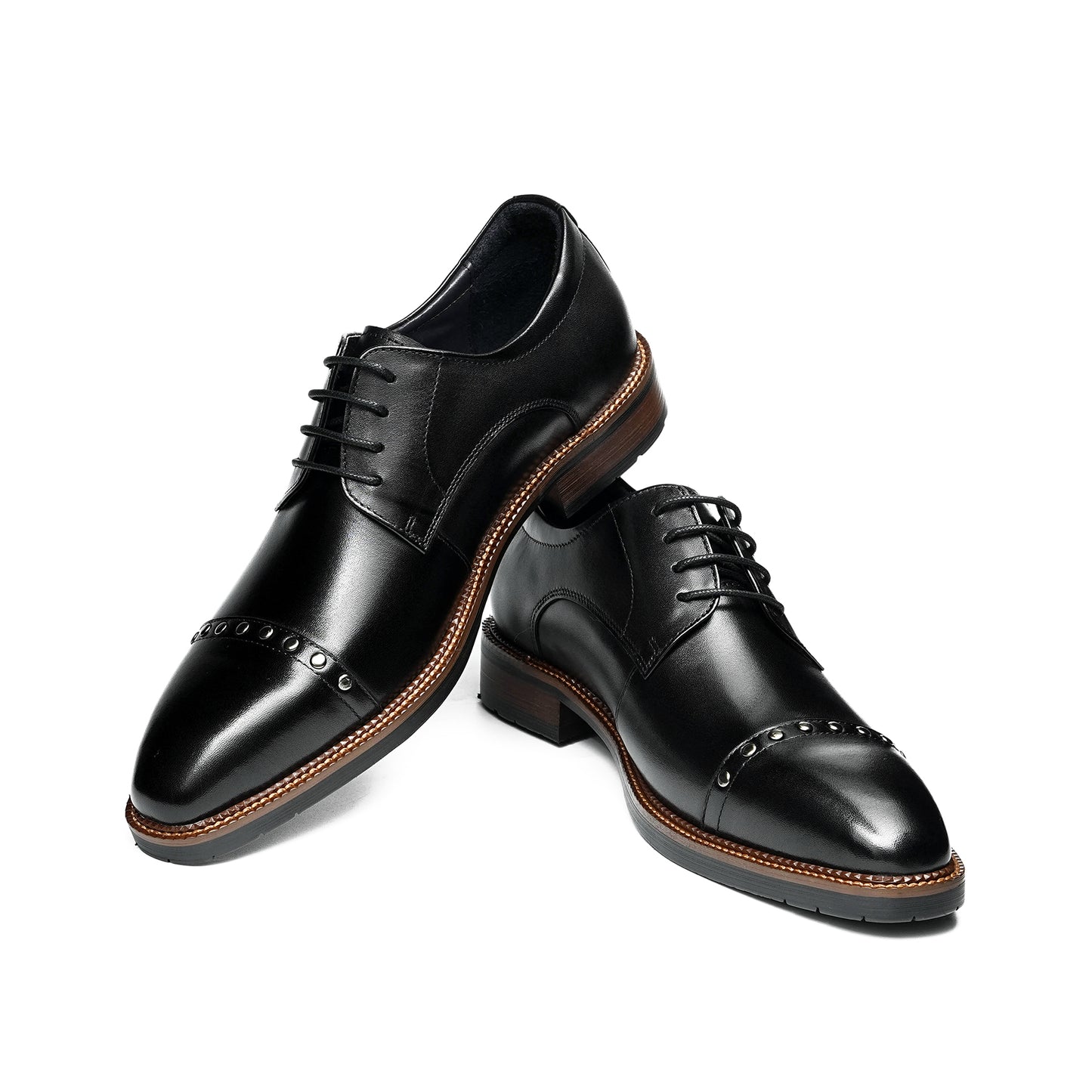 Men's Derby Shoes: Sculpted Toe Design & Artisan Hardware Accents