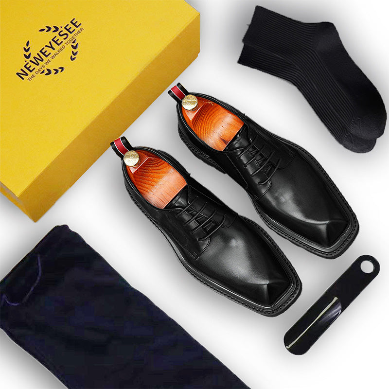 Men's Leather Derby Shoes Diamond Toe