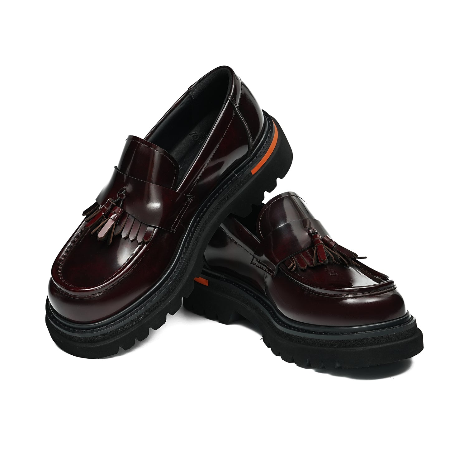 Men's Tassel Loafers: Burnished Leather Patina & Adaptable Traction
