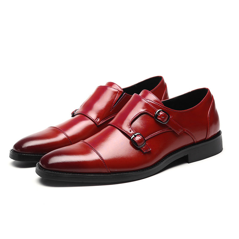 Men's Formal Monk Strap Dress Shoes with Dual Metal Buckles