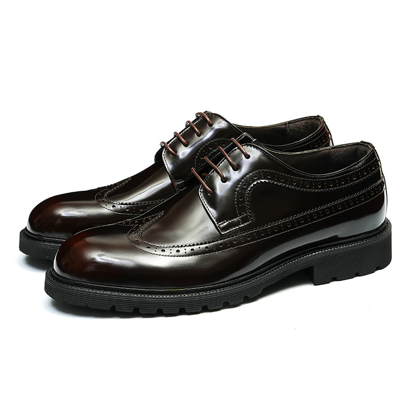 Men's Brogue Derby Shoes - Refined Wingtip & Breathable Comfort