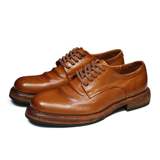 Heritage Men's Derby Elegance: Goodyear Welt Craft & Primal Hide Resilience