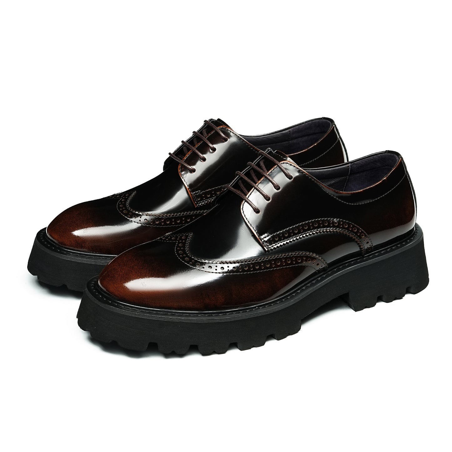 Men's Luminous Brogue Derby Shoes: Artisan Detailing & Timeless Sophistication