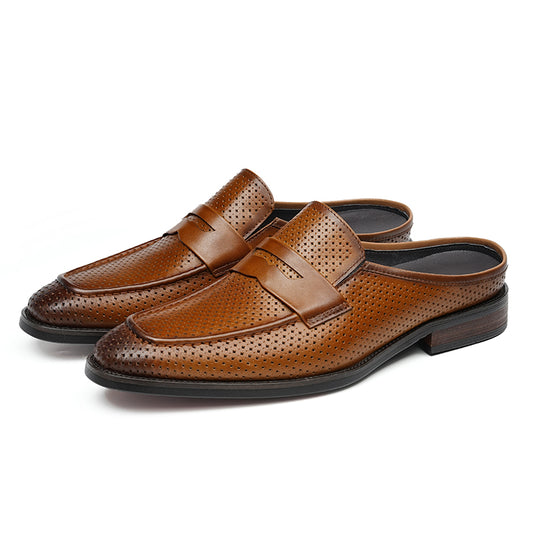 Men’s Backless Loafers with Perforated Design