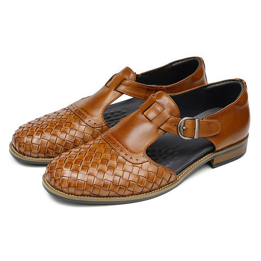 Men’s Woven Leather Buckle Sandals