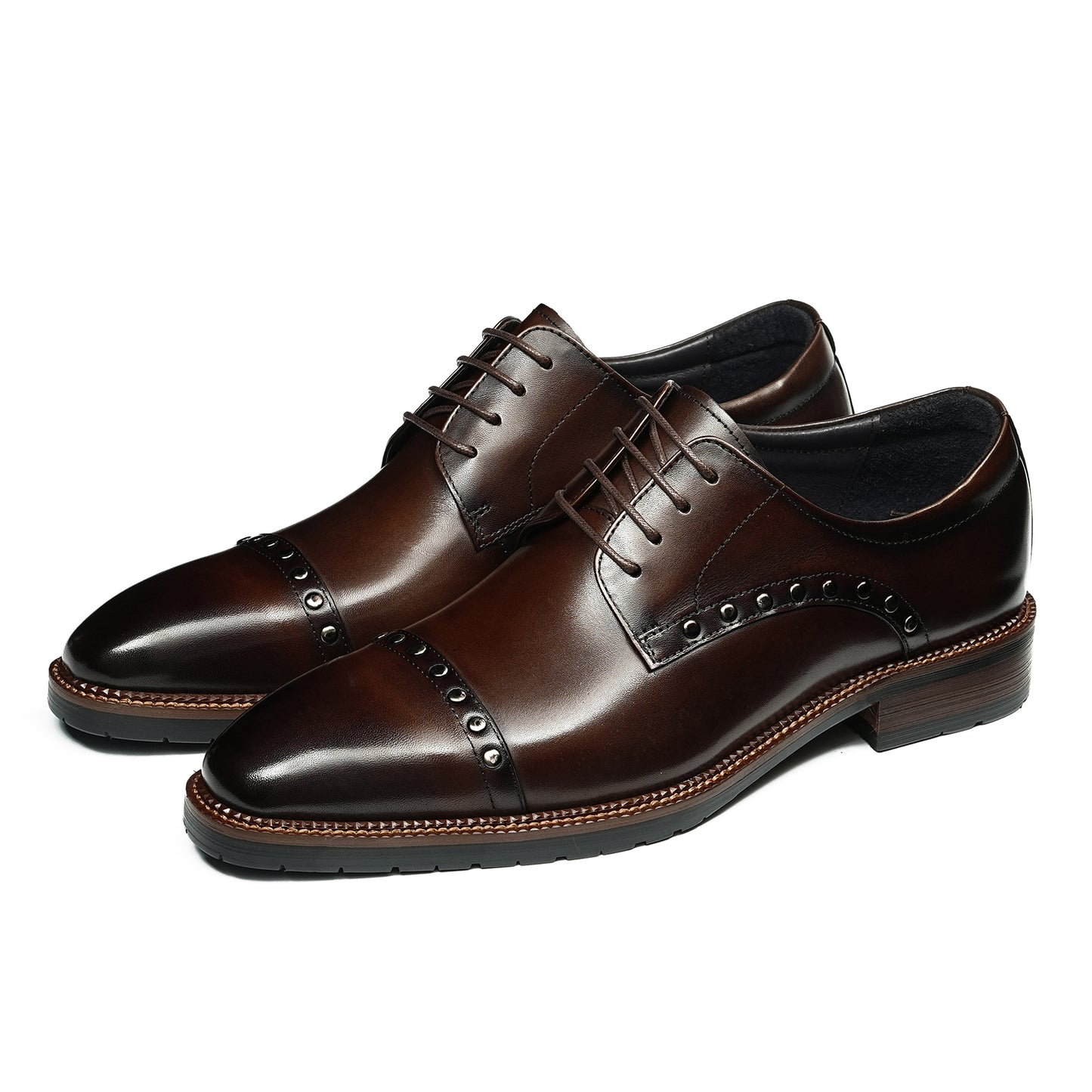 Men's Derby Shoes: Sculpted Toe Design & Artisan Hardware Accents