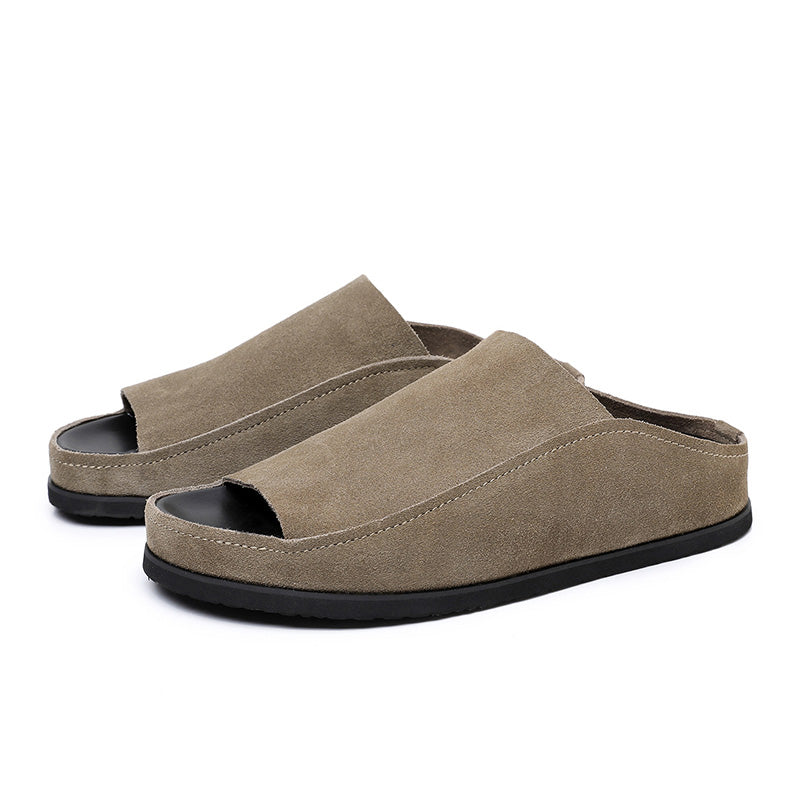 Architectural Open-Toe Slippers: Plush Comfort & Contrast Sole Design