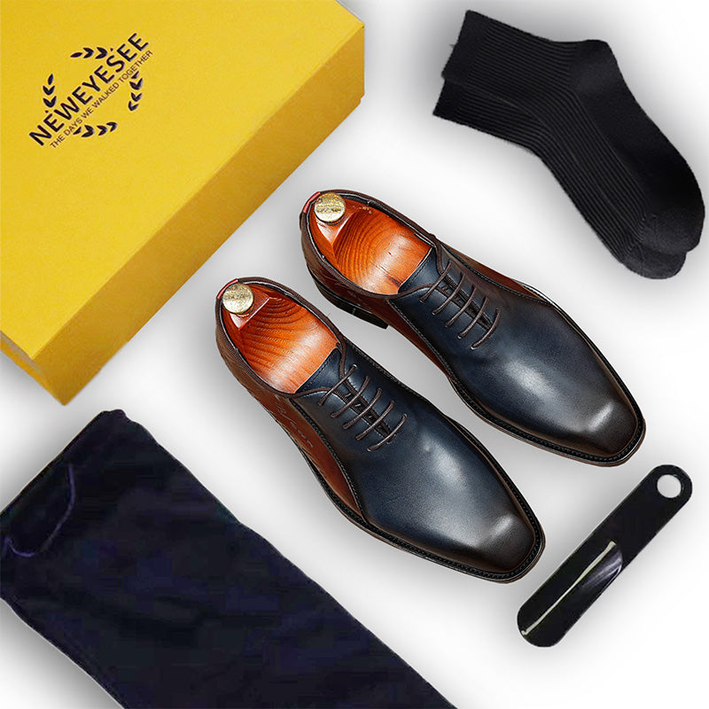 Men's Oxford Shoes Letter-Embossed Dress Shoes