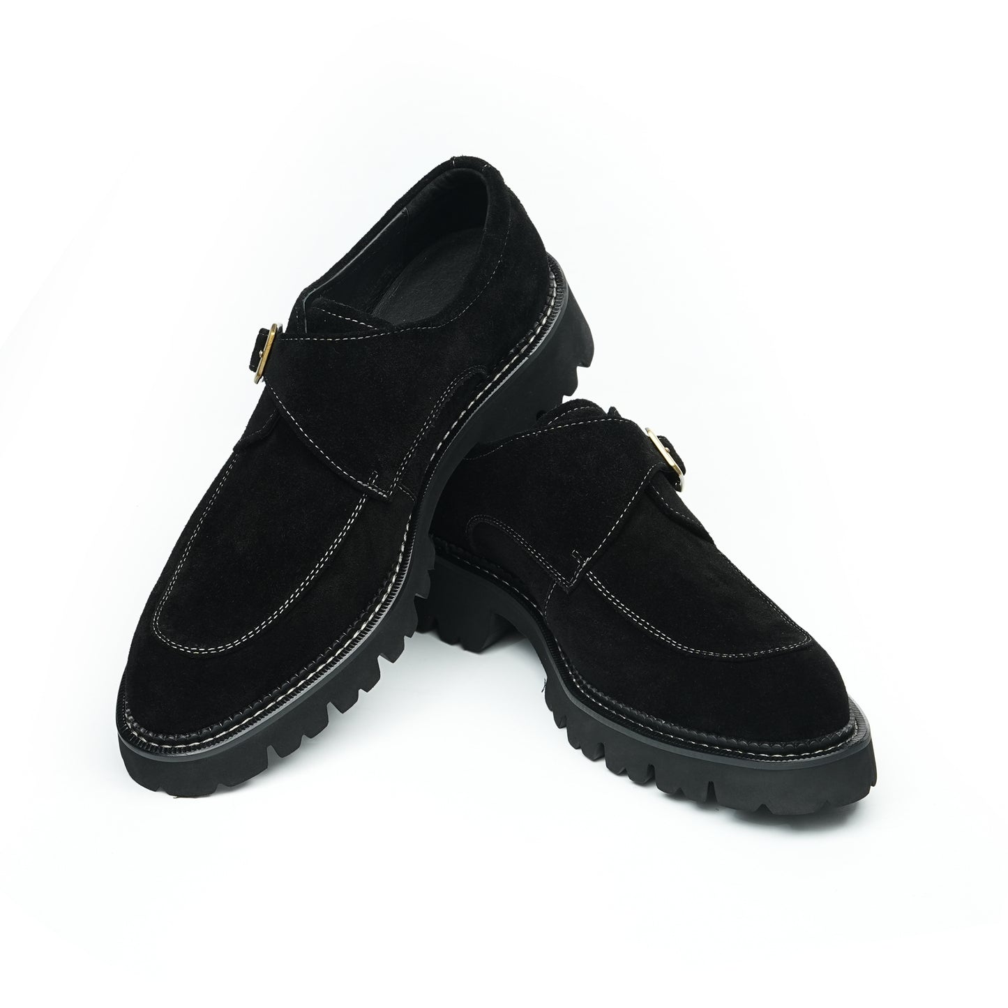 Men's Suede Monk Strap Shoes: Textured Comfort & Terrain-Adaptive Foundation