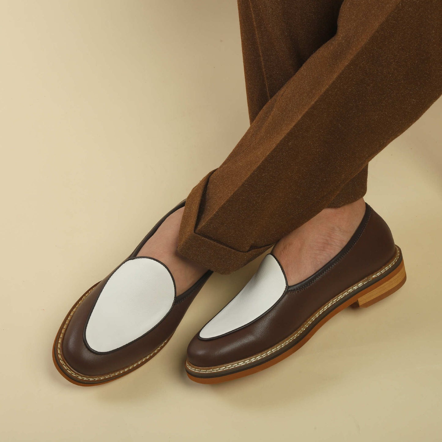 Men's Slip-On Loafers: Artisan Stitching & Layered Sole Architecture