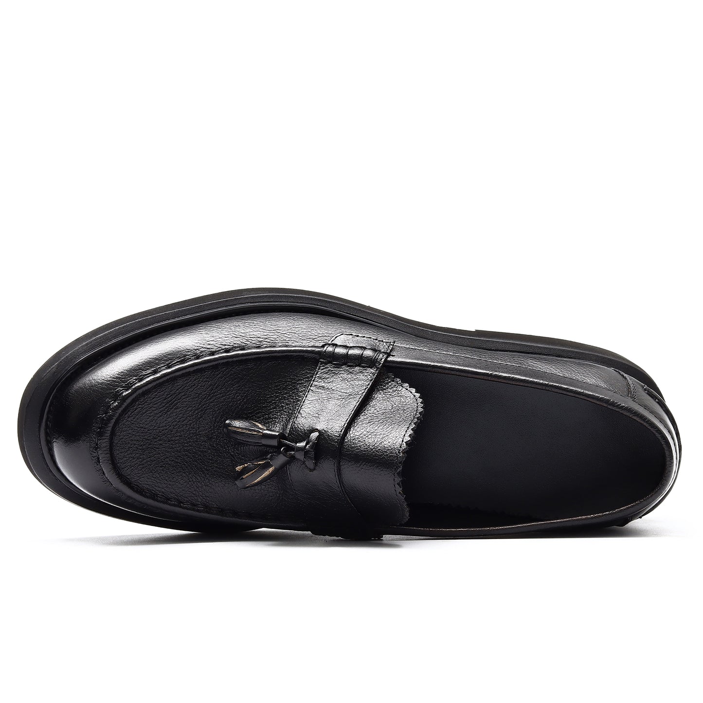 Calf Leather Tassel Loafers Shoes for Men Brushed Leather