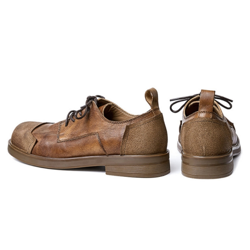 Zapatos Derby de piel de becerro para hombre, zapatos de cuero con punta grande brillante