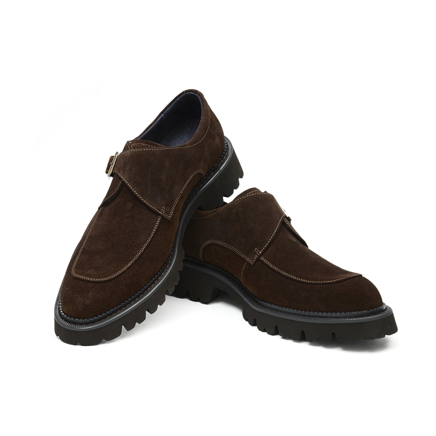 Men's Suede Monk Strap Shoes: Textured Comfort & Terrain-Adaptive Foundation