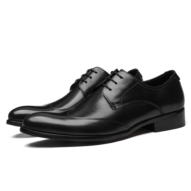 Men's Pointed-Toe Derby Shoes Premium Leather & Secure Lace-Up