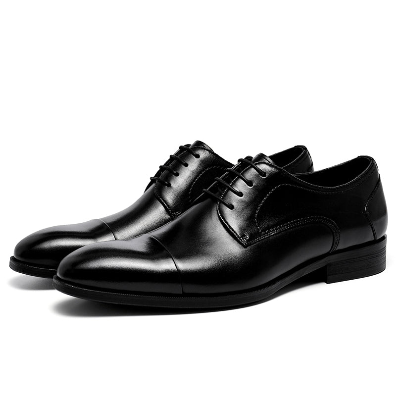 Men's Cap Toe Derby Shoes Polished Leather & Secure Lacing