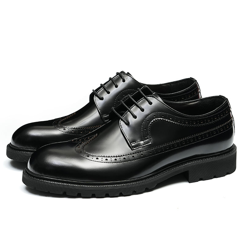 Men's Brogue Derby Shoes - Refined Wingtip & Breathable Comfort