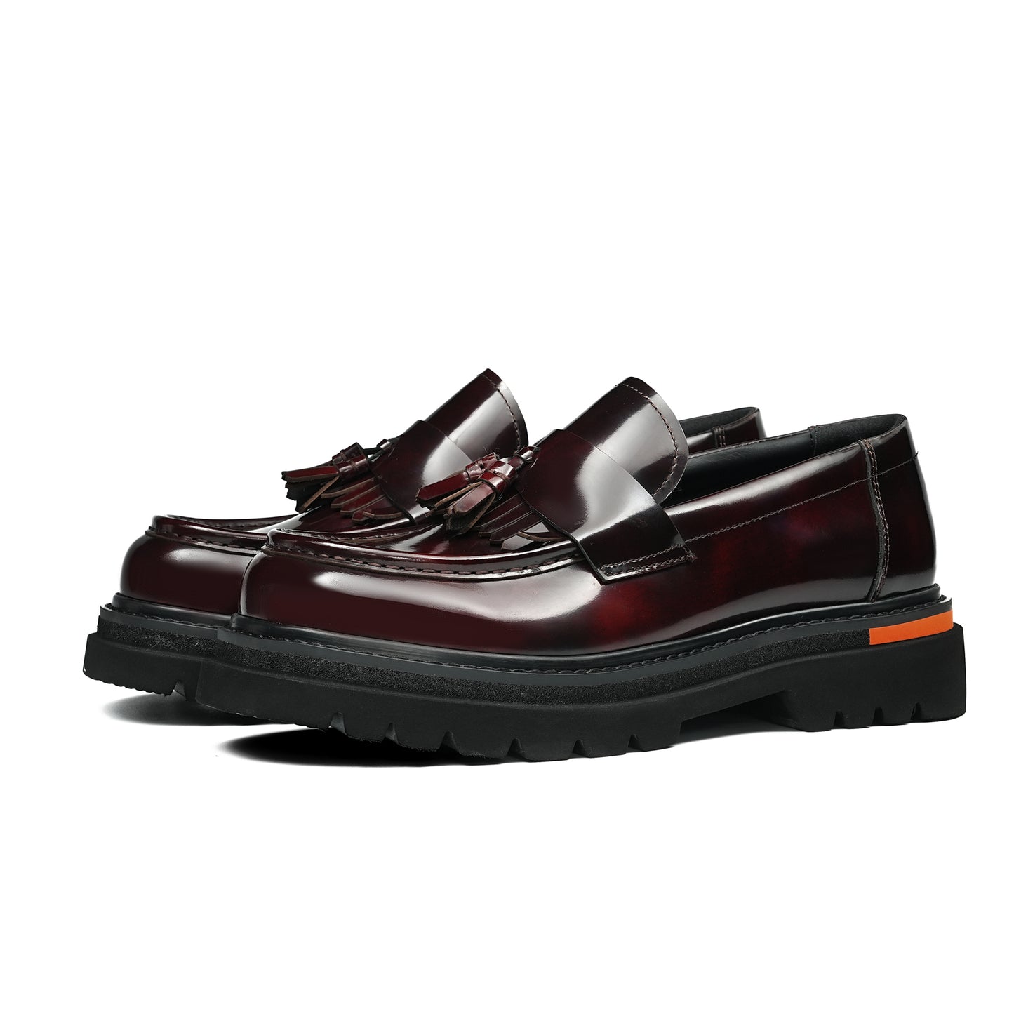 Men's Tassel Loafers: Burnished Leather Patina & Adaptable Traction