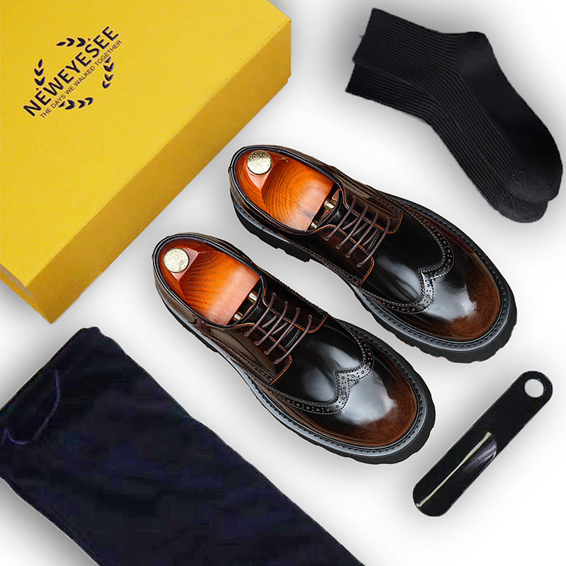 Men's Luminous Brogue Derby Shoes: Artisan Detailing & Timeless Sophistication