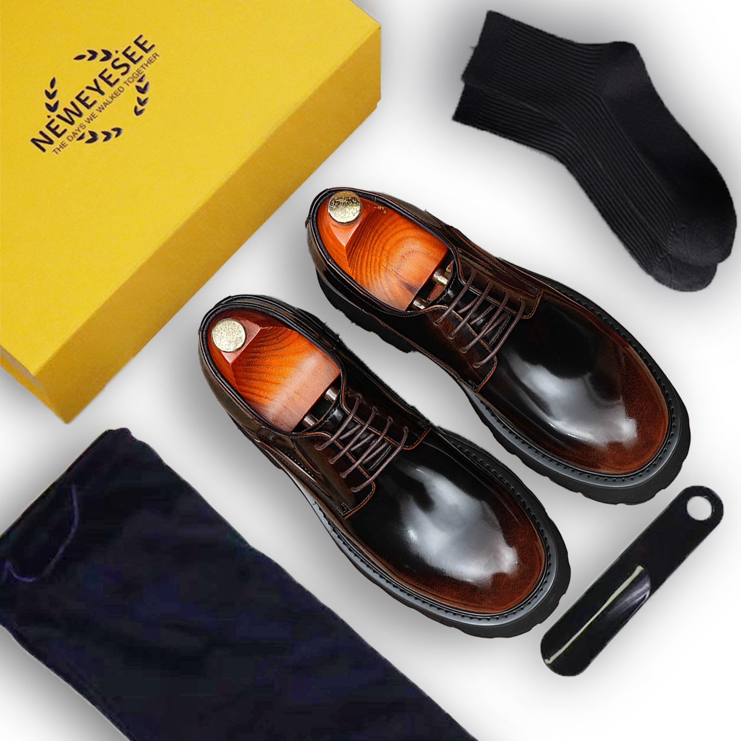 Men's Round-Toe Derby Shoes: Sculpted Sole & Timeless Craftsmanship