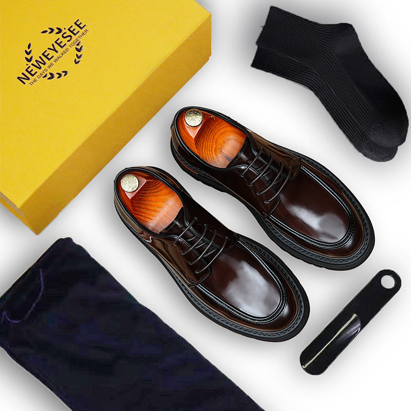 Men's Classical Derby Shoes: Luminous Grain & Supple Contour Comfort
