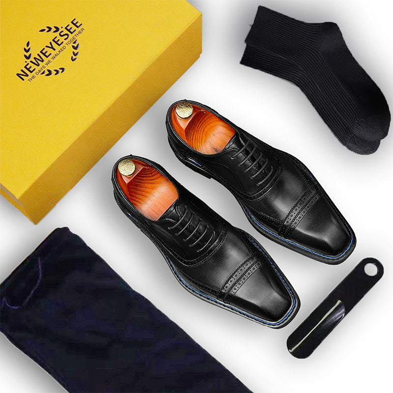 Men's Oxford Shoes: Artisan Broguing & Accent Stitching Detailing