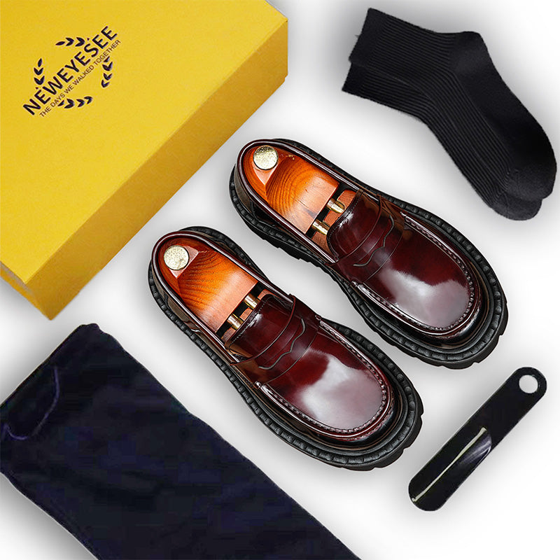 Men's Lustrous Leather Loafers: Contoured Comfort & Terrain-Savvy Foundation