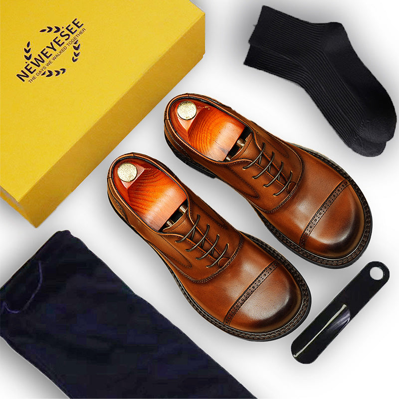 Men's Oxford Shoe Excellence: Spacious Toe Silhouette & Multi-Element Detailing