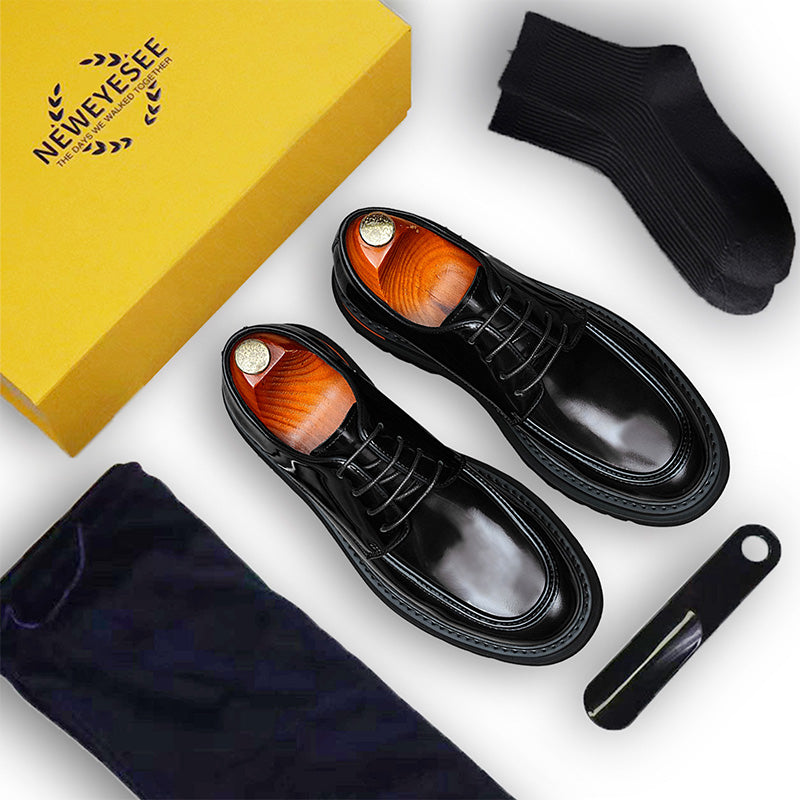 Men's Classical Derby Shoes: Luminous Grain & Supple Contour Comfort
