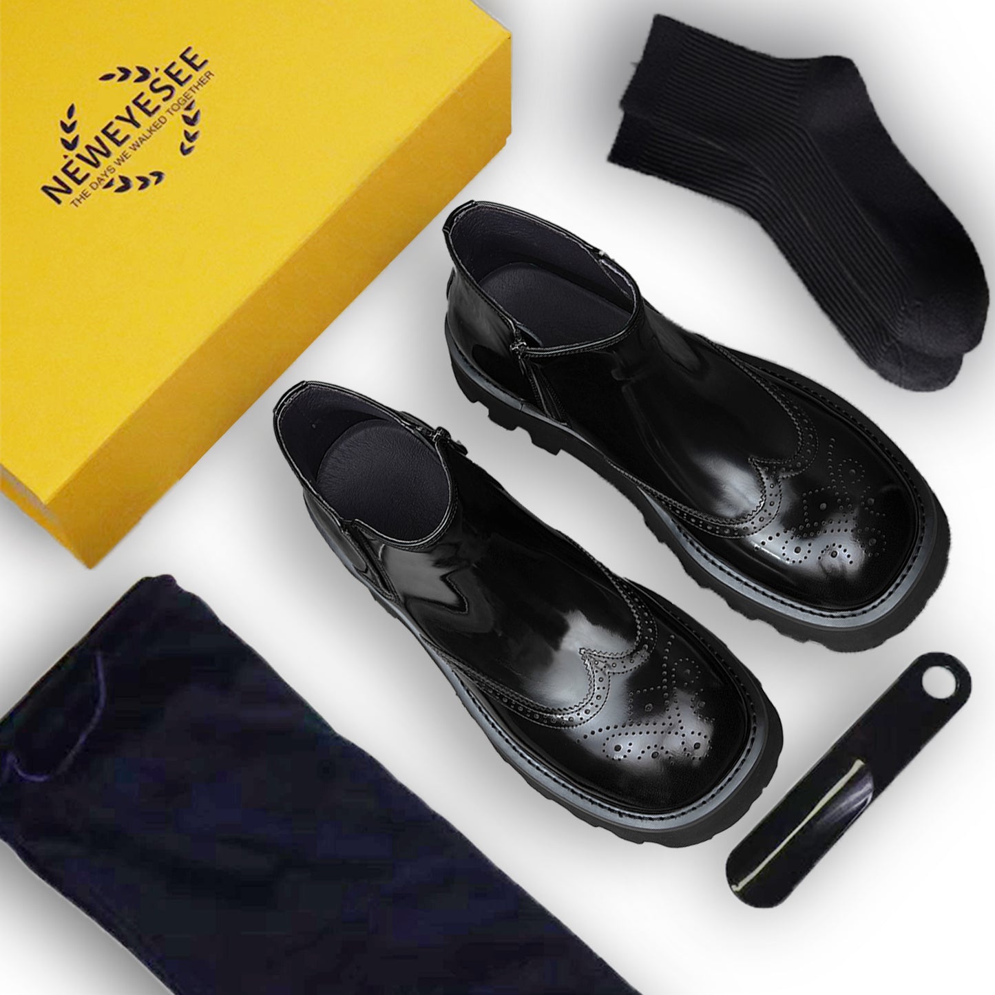 Artisan-Carved Men's Chelsea Boots: Elastic Ankle & Durable Sole Design