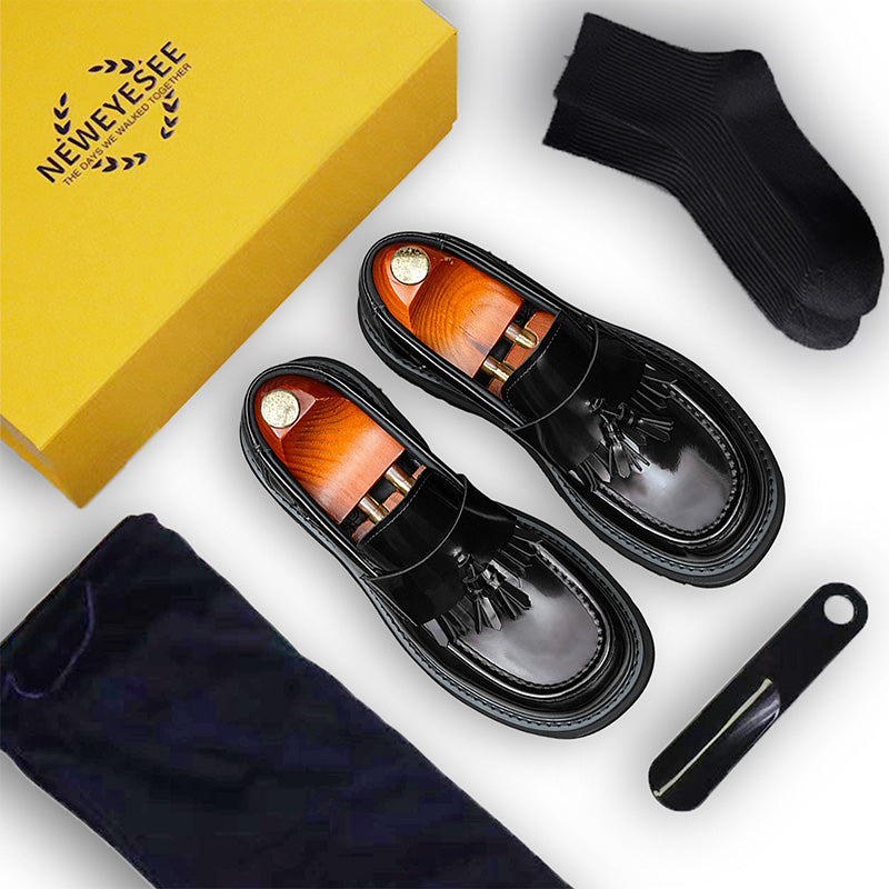 Men's Tassel Loafers: Burnished Leather Patina & Adaptable Traction