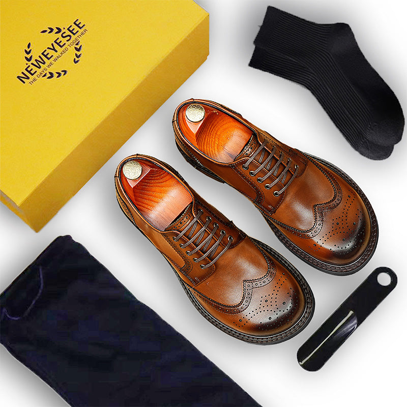 Men's Architectural Derby: Bold Silhouette & Artisan Brogue Legacy