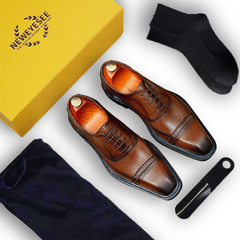 Men's Oxford Shoes: Artisan Broguing & Accent Stitching Detailing