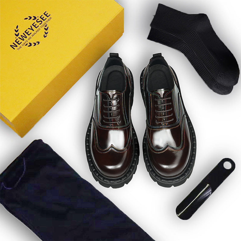 Men's Brogue Oxfords: Luminous Grain & Elevated Foundation