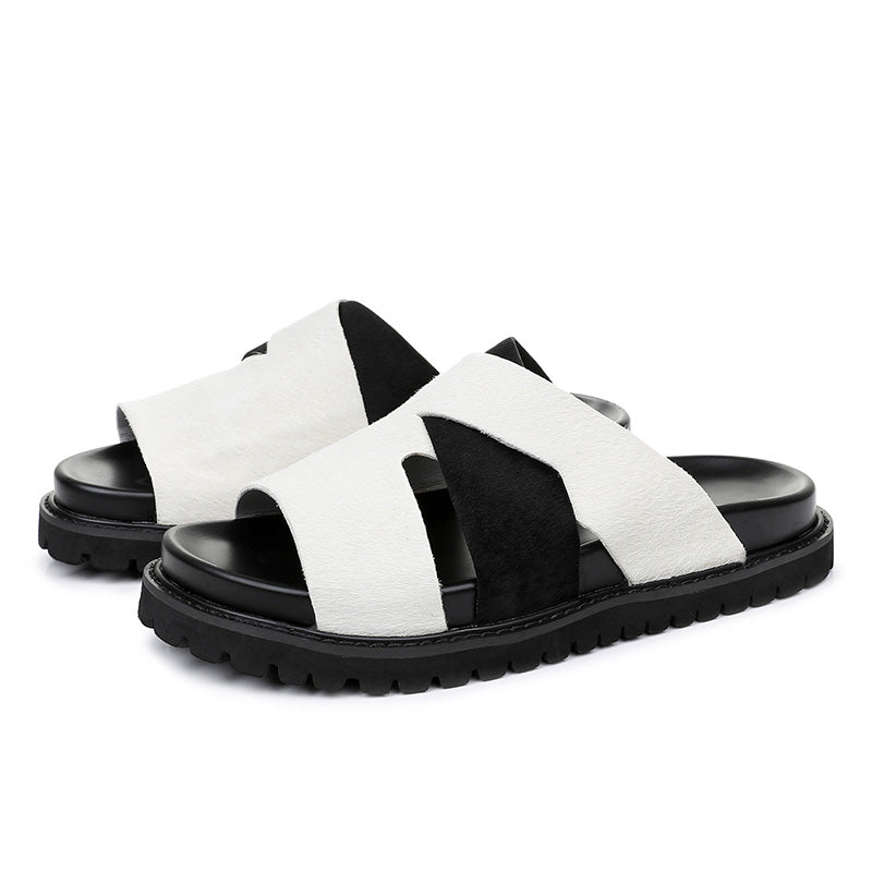 Men's Artisan Sliders: Cross-Strap Architecture & Effortless Comfort
