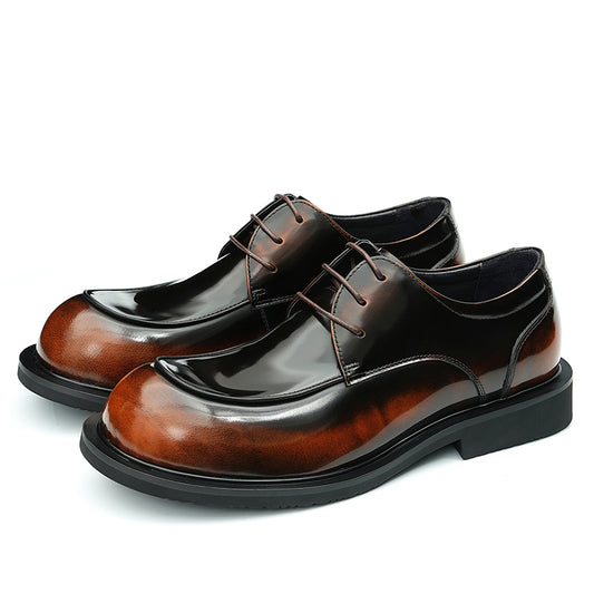 Calfskin Derby Shoes for Men Glossy Round Toe